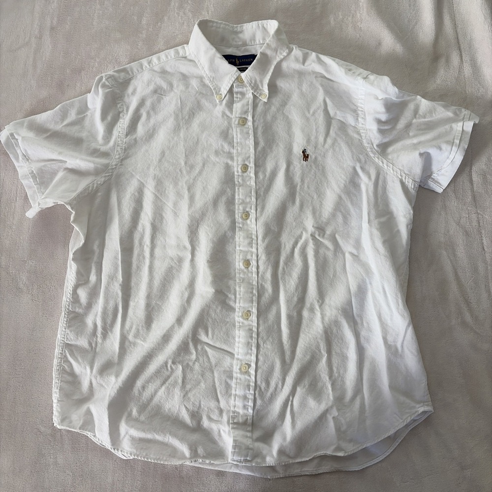Polo Ralph Lauren Polo Shirt Men's XL White Cotton Preppy Short Sleeve